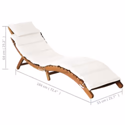 vidaXL Sun Loungers Chaise Lounge Recliner with Cushions Solid Wood Acacia - cream, 1 pcs