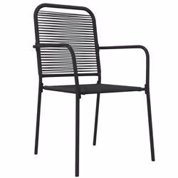 vidaXL 7 Piece Garden Dining Set Black Cotton Rope and Steel - Additional view 4