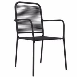 vidaXL 7 Piece Garden Dining Set Black Cotton Rope and Steel - Additional view 4