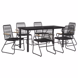 vidaXL 7 Piece Garden Dining Set Black PVC Rattan - Additional view 2