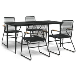 vidaXL Garden Dining Set Outdoor Table and Chairs Patio Lounge Set PVC Rattan - 5 piece, 160 cm table length