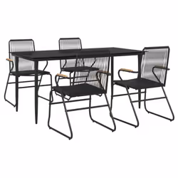 vidaXL Garden Dining Set Outdoor Table and Chairs Patio Lounge Set PVC Rattan - 5 piece, 160 cm table length