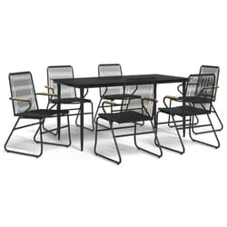 vidaXL Garden Dining Set Outdoor Table and Chairs Patio Lounge Set PVC Rattan - 7 piece, 160 cm table length