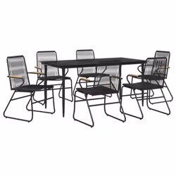 vidaXL Garden Dining Set Outdoor Table and Chairs Patio Lounge Set PVC Rattan - 7 piece, 160 cm table length