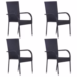 vidaXL 5 Piece Garden Dining Set Black Poly Rattan