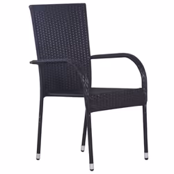 vidaXL 5 Piece Garden Dining Set Black Poly Rattan - Additional view 4