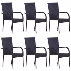vidaXL 7 Piece Garden Dining Set Black Poly Rattan - Additional view 3