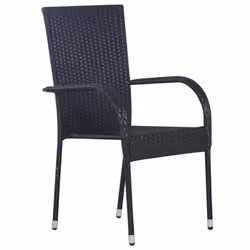 vidaXL 7 Piece Garden Dining Set Black Poly Rattan - Additional view 4