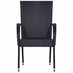 vidaXL 7 Piece Garden Dining Set Black Poly Rattan - Additional view 5