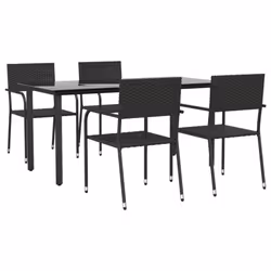 vidaXL Garden Dining Set 5 Piece, Table and Chairs for Patio Terrace, Outdoor Dining Set for 4, Armchair, Modern Style, Black ...