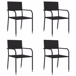 vidaXL Garden Dining Set 5 Piece, Table and Chairs for Patio Terrace, Outdoor Dining Set for 4, Armchair, Modern Style, Black Poly Rattan