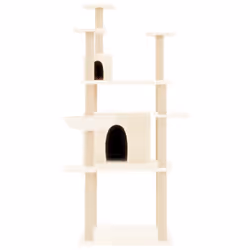 vidaXL Cat Tree with Sisal Scratching Posts Cat Scratch Tower Climber Dark Grey - cream - Additional view 2