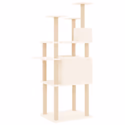 vidaXL Cat Tree with Sisal Scratching Posts Cat Scratch Tower Climber Dark Grey - cream - Additional view 4