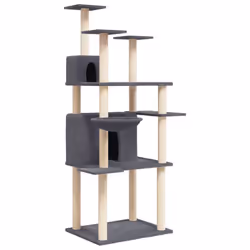 vidaXL Cat Tree with Sisal Scratching Posts Cat Scratch Tower Climber Dark Grey - dark grey