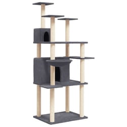 vidaXL Cat Tree with Sisal Scratching Posts Cat Scratch Tower Climber Dark Grey - dark grey