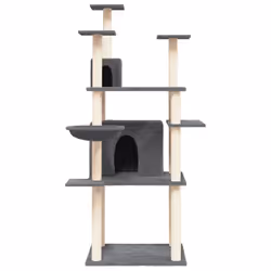 vidaXL Cat Tree with Sisal Scratching Posts Cat Scratch Tower Climber Dark Grey - dark grey