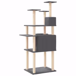 vidaXL Cat Tree with Sisal Scratching Posts Cat Scratch Tower Climber Dark Grey - dark grey - Additional view 4