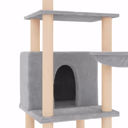 vidaXL Cat Tree with Sisal Scratching Posts Cat Scratch Tower Climber Dark Grey - light grey - Additional view 5