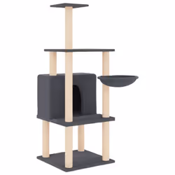 vidaXL Cat Tree with Sisal Scratching Posts Cat Scratch Tower Climber Dark Grey - dark grey