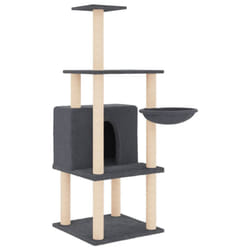 vidaXL Cat Tree with Sisal Scratching Posts Cat Scratch Tower Climber Dark Grey - dark grey