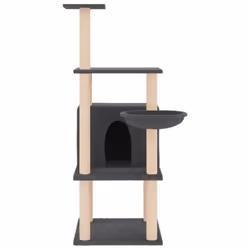 vidaXL Cat Tree with Sisal Scratching Posts Cat Scratch Tower Climber Dark Grey - dark grey