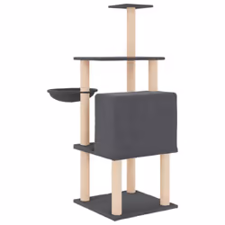 vidaXL Cat Tree with Sisal Scratching Posts Cat Scratch Tower Climber Dark Grey - dark grey - Additional view 4
