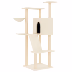 vidaXL Cat Tree with Sisal Scratching Posts Cat Scratch Tower Cat Climber - cream