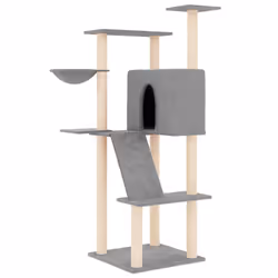 vidaXL Cat Tree with Sisal Scratching Posts Cat Scratch Tower Cat Climber - light grey
