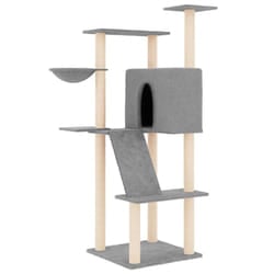 vidaXL Cat Tree with Sisal Scratching Posts Cat Scratch Tower Cat Climber - light grey