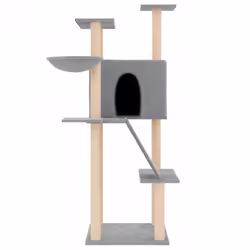 vidaXL Cat Tree with Sisal Scratching Posts Cat Scratch Tower Cat Climber - light grey