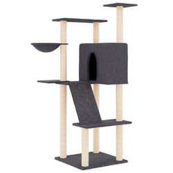 vidaXL Cat Tree with Sisal Scratching Posts Cat Scratch Tower Cat Climber - dark grey