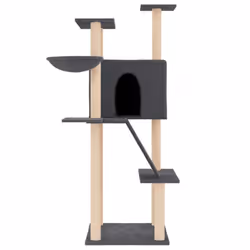 vidaXL Cat Tree with Sisal Scratching Posts Cat Scratch Tower Cat Climber - dark grey