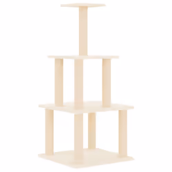 vidaXL Cat Tree with Sisal Scratching Posts Cat Scratch Tower Climber Dark Grey - cream