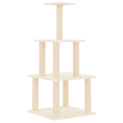 vidaXL Cat Tree with Sisal Scratching Posts Cat Scratch Tower Climber Dark Grey - cream