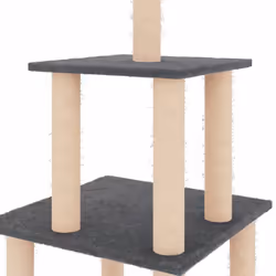 vidaXL Cat Tree with Sisal Scratching Posts Cat Scratch Tower Climber Dark Grey - dark grey - Additional view 4