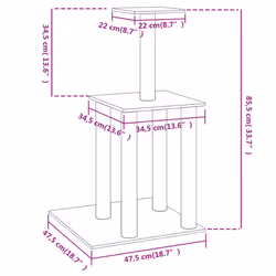 vidaXL Cat Tree with Sisal Scratching Posts Cat Scratch Tower Climber Dark Grey - dark grey - Additional view 4