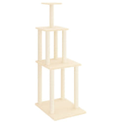 vidaXL Cat Tree with Sisal Scratching Posts Cat Scratch Tower Climber Light Grey - cream