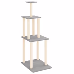 vidaXL Cat Tree with Sisal Scratching Posts Cat Scratch Tower Climber Light Grey - light grey