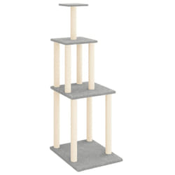 vidaXL Cat Tree with Sisal Scratching Posts Cat Scratch Tower Climber Light Grey - light grey