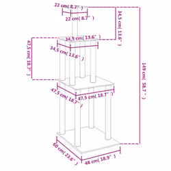 vidaXL Cat Tree with Sisal Scratching Posts Cat Scratch Tower Climber Light Grey - light grey