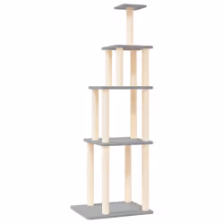vidaXL Cat Tree with Sisal Scratching Posts Cat Scratch Tower Climber Dark Grey - light grey