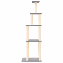 vidaXL Cat Tree with Sisal Scratching Posts Cat Scratch Tower Climber Dark Grey - light grey