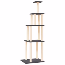 vidaXL Cat Tree with Sisal Scratching Posts Cat Scratch Tower Climber Dark Grey - dark grey