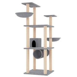 vidaXL Cat Tree with Sisal Scratching Posts Cat Scratch Tower Climber Dark Grey - light grey