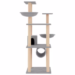 vidaXL Cat Tree with Sisal Scratching Posts Cat Scratch Tower Climber Dark Grey - light grey