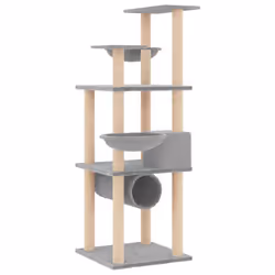 vidaXL Cat Tree with Sisal Scratching Posts Cat Scratch Tower Climber Dark Grey - light grey - Additional view 4