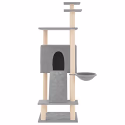 vidaXL Cat Tree with Sisal Scratching Posts Cat Scratch Tower Climber Dark Grey - light grey - Additional view 2