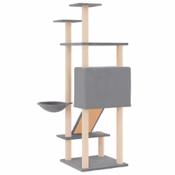 vidaXL Cat Tree with Sisal Scratching Posts Cat Scratch Tower Climber Dark Grey - light grey - Additional view 4