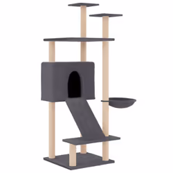 vidaXL Cat Tree with Sisal Scratching Posts Cat Scratch Tower Climber Dark Grey - dark grey