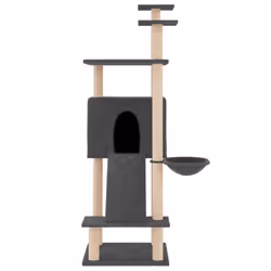vidaXL Cat Tree with Sisal Scratching Posts Cat Scratch Tower Climber Dark Grey - dark grey